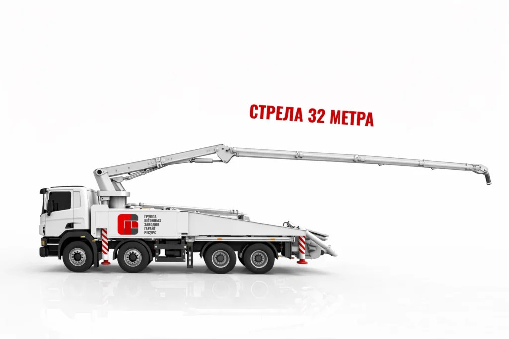 Автобетононасос со стрелой 32 м для подачи бетона в Твери и области